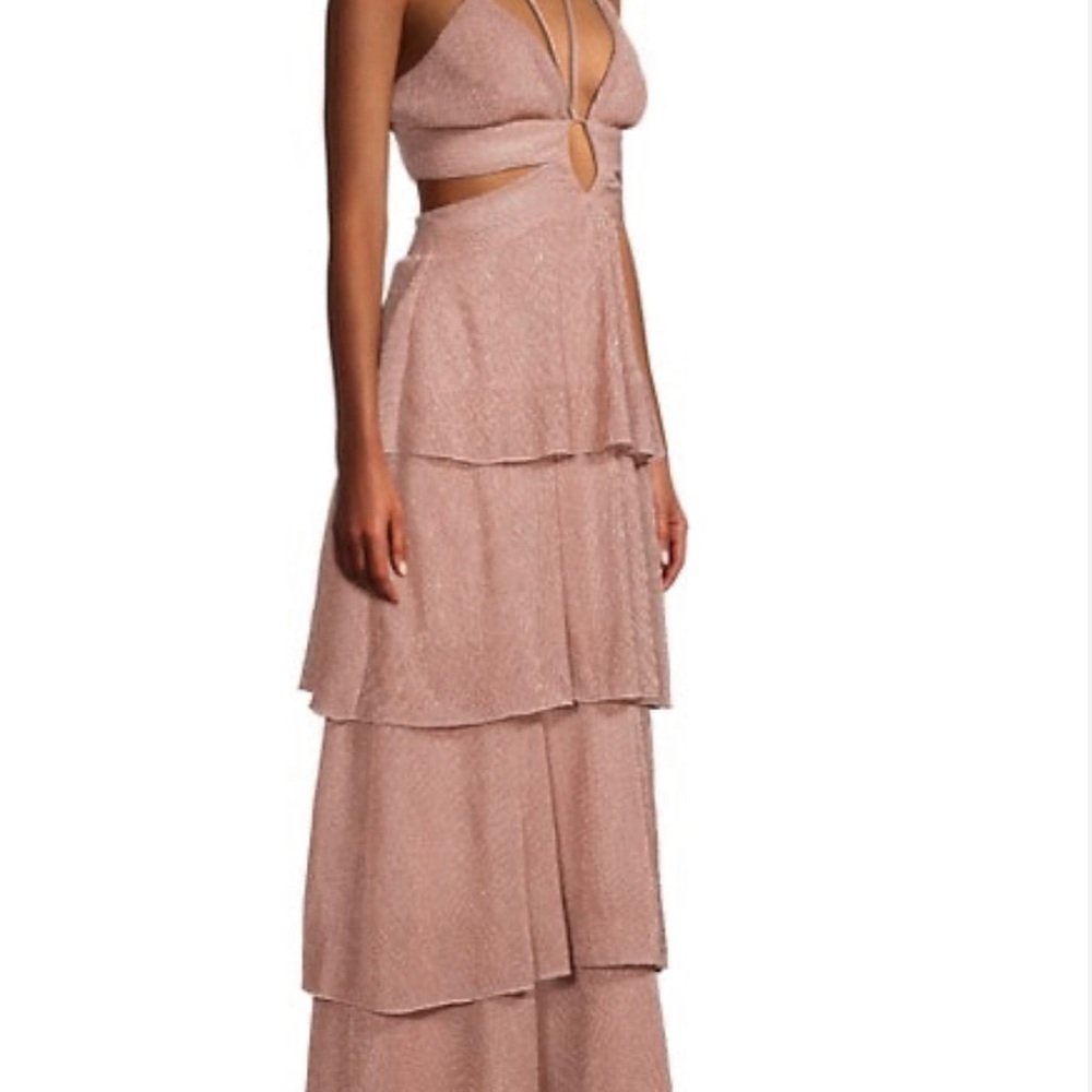 LINE AND DOT - Rose Gold Sonia Tiered Chiffon Dress